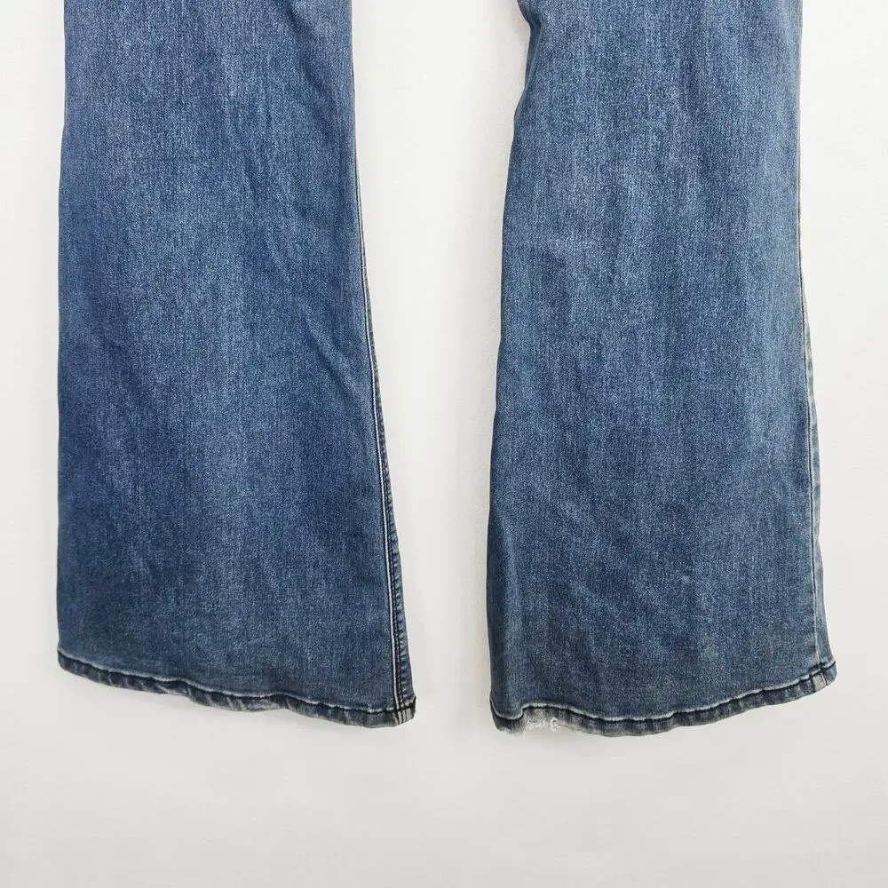 Free People Mid Rise Pull On Flared Bell Bottom Jeans 28x33.5 Retro 70s